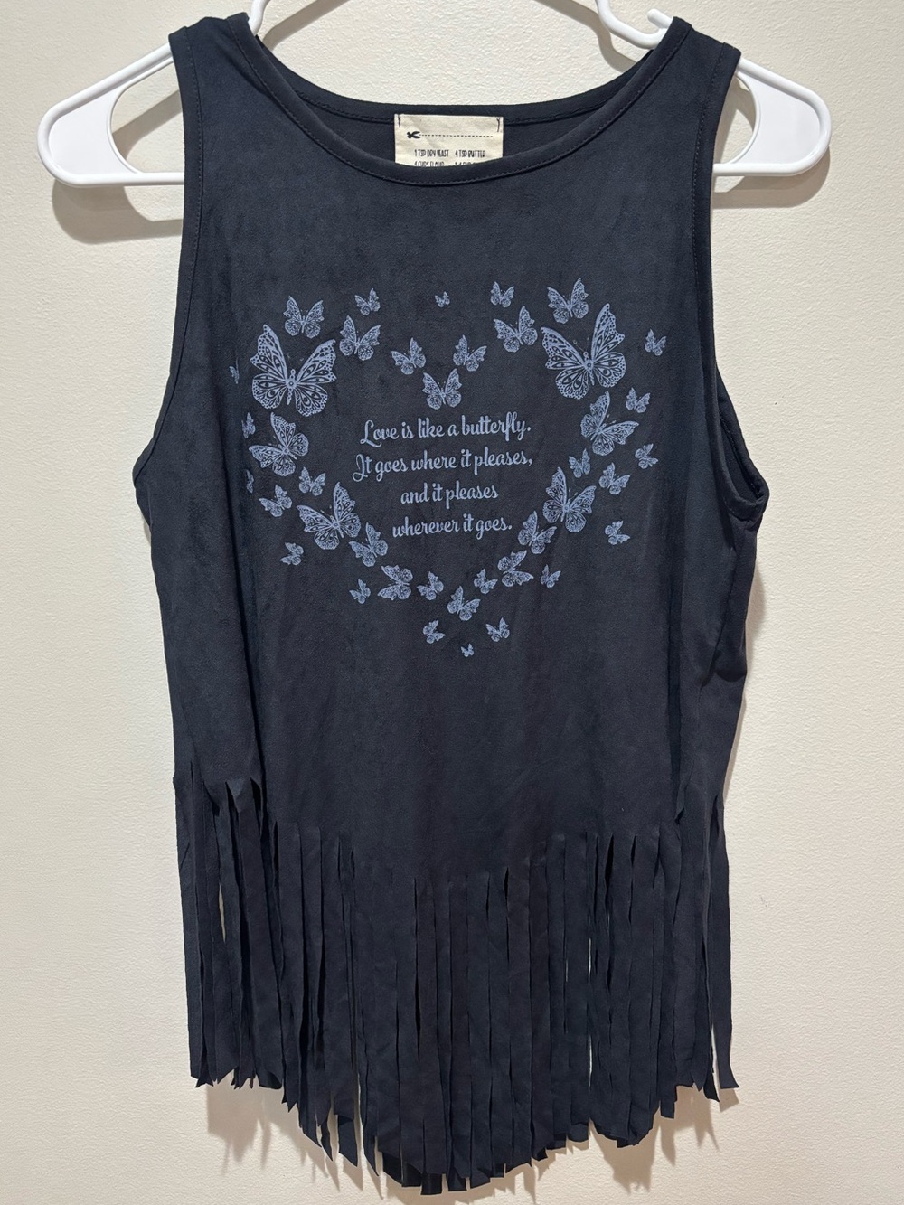 French Pastry Love Is Like a Butterfly Fringe Tank Top Festival Boho Hippie